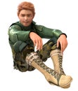 Teenage Boy Explorer in Camouflage Outdoor Survival Attire