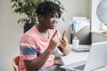 Teenage Boy Having Conversation Using Sign Language On Laptop At Home Royalty Free Stock Photo