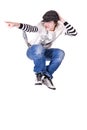 Teenage boy jumping and dancing Locking dance