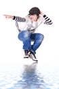 Teenage boy jumping and dancing Locking or Hip-hop Royalty Free Stock Photo