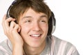 Teenage Boy Listening To Music On Headphones Royalty Free Stock Photo