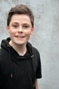 Teenage boy in black hoodie Royalty Free Stock Photo