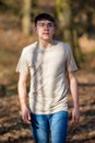 Teenage boy outside on a bright Spring day Royalty Free Stock Photo