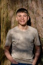 Teenage boy outside on a bright Spring day Royalty Free Stock Photo