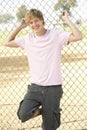 Teenage Boy In Playground Royalty Free Stock Photo