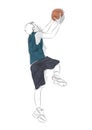 teenage boy playing basketball. Vector illustration decorative design