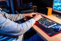 Teenage boy playing computer games, gamer mouse and keypad, Royalty Free Stock Photo