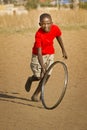 Teenage Boy Playing with Wheel - Head On Royalty Free Stock Photo