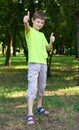 Teenage boy portrait show best gesture on outdoor, summer season Royalty Free Stock Photo