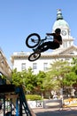 Teenage Boy Practices Ramp Jumps At BMX Competition Royalty Free Stock Photo