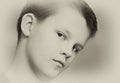 Teenage boy in sepia portrait Royalty Free Stock Photo