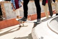 Teenage boy skateboarding outdoors Royalty Free Stock Photo