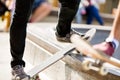 Teenage boy skateboarding outdoors Royalty Free Stock Photo