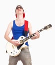 Teenage Boy with Sunglasses Playing Electric Guitar Royalty Free Stock Photo