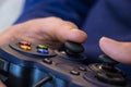 Hands using video game controller Royalty Free Stock Photo