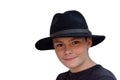 Teenage boy wearing  black fedora hat Royalty Free Stock Photo