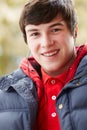 Teenage Boy Wearing Earphones Listening To Music Royalty Free Stock Photo