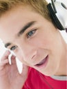 Teenage boy wearing headphones Royalty Free Stock Photo