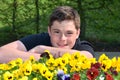 Teenage boy and yellow violas