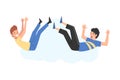 Teenage Boys Floating in the Sky, Happy Dreaming Guys Flying in the Air Cartoon Style Vector Illustration
