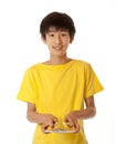 Teenage Chinese Asian boy shuffling cards Royalty Free Stock Photo