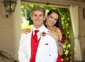 Teenage Couple Going to the Prom posing for a photo. Royalty Free Stock Photo