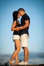 Teenage couple on a late summer afternoon in park Royalty Free Stock Photo