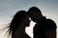 Teenage couple on a late summer afternoon in park Royalty Free Stock Photo