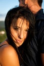 Teenage couple on a late summer afternoon in park Royalty Free Stock Photo