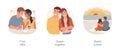 Teenage dating isolated cartoon vector illustration set.