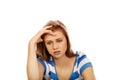 Teenage depression woman sitting on the floor