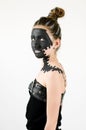 Teenage fashion girl painted black face