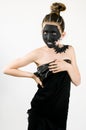 Teenage fashion girl painted black face