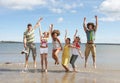 Teenage Friends Having Fun On Beach