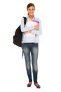 Teenage girl with backpack and books Royalty Free Stock Photo