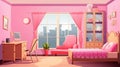 Teenage girl bedroom interior with stylish furniture and beautiful decor elements. generative ai Royalty Free Stock Photo