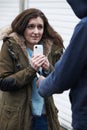 Teenage Girl Being Mugged For Mobile Phone Royalty Free Stock Photo