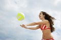 Teenage Girl In Bikini Playing Beach Volleyball Royalty Free Stock Photo