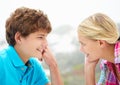 Teenage girl and boy head on hands Royalty Free Stock Photo