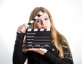 Teenage girl with clapperboard