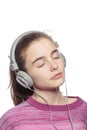Teenage girl with closed eye's and headphones Royalty Free Stock Photo