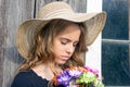 Teenage girl with colorful daisy bouquet Royalty Free Stock Photo