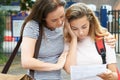 Teenage Girl Consoles Friend Over Bad Exam Result Royalty Free Stock Photo