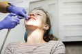 Teenage girl at a dentist`s reception. Dental treatment, braces Royalty Free Stock Photo