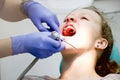 Teenage girl at a dentist`s reception. Dental treatment, braces Royalty Free Stock Photo