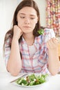 Teenage Girl On Diet Eating Plate Of Salad Royalty Free Stock Photo