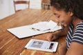 Teenage Girl With Digital Tablet Revising For Exam At Home Royalty Free Stock Photo