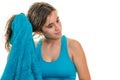 Teenage girl drying her wet hair with a towel Royalty Free Stock Photo