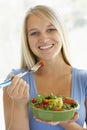 Teenage Girl Eating Fresh Salad Royalty Free Stock Photo