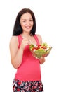 Teenage girl eating salad Royalty Free Stock Photo